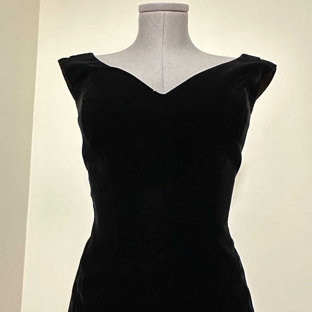 Vintage Victor Costa Black Velvet Dress, Size XS